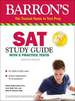 cover image of SAT Study Guide with 5 Practice Tests